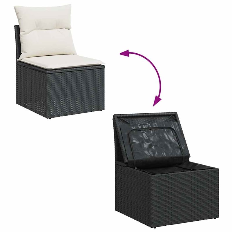 vidaXL 6 Piece Poly Rattan Small Sofa Set in Black/Cream
