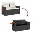 vidaXL 6 Piece Poly Rattan Small Sofa Set in Black/Cream