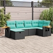 vidaXL 6 Piece Poly Rattan Sofa Set in Black/Blue