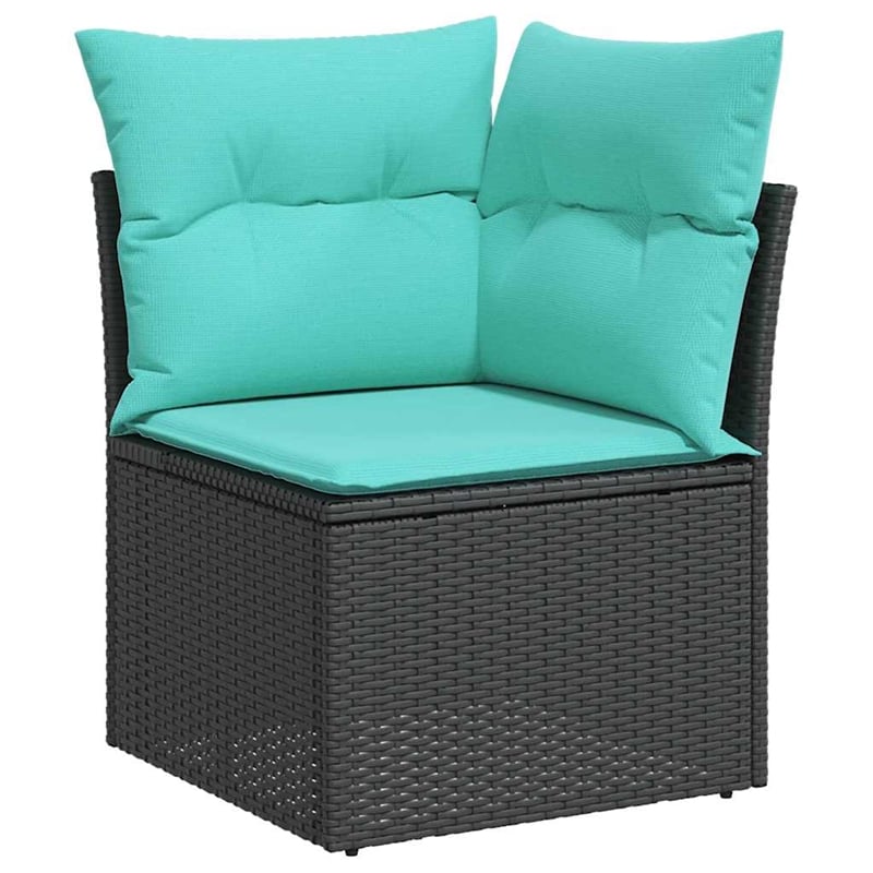 vidaXL 6 Piece Poly Rattan Sofa Set in Black/Blue