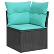vidaXL 6 Piece Poly Rattan Sofa Set in Black/Blue