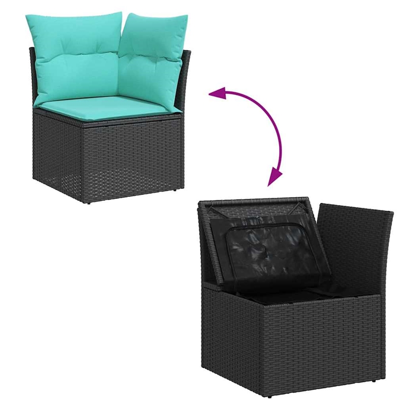 vidaXL 6 Piece Poly Rattan Sofa Set in Black/Blue
