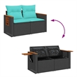 vidaXL 6 Piece Poly Rattan Sofa Set in Black/Blue