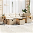 vidaXL 7 Piece Solid Acacia Wood Sofa Set in Beige
