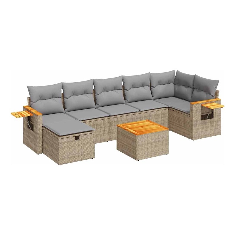 vidaXL 8 Piece Steel Small Sofa Set in Gray/Beige