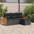vidaXL 4 Piece Poly Rattan Sofa Set in Black