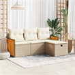 vidaXL 4 Piece Poly Rattan Sofa Set in White/Cream/Beige