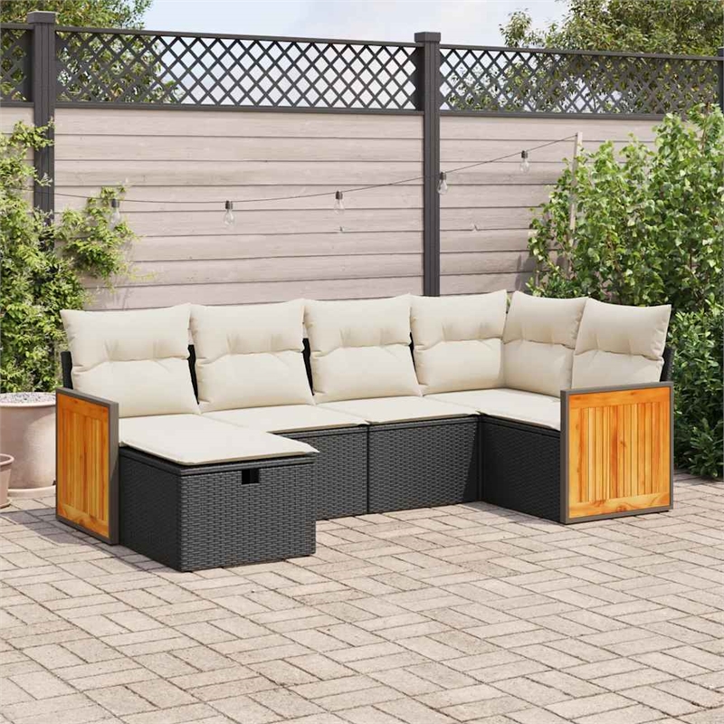 vidaXL 6 Piece Steel Sofa Set in Black