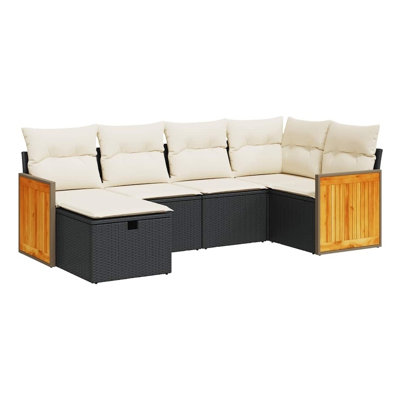 vidaXL 6 Piece Steel Sofa Set in Black