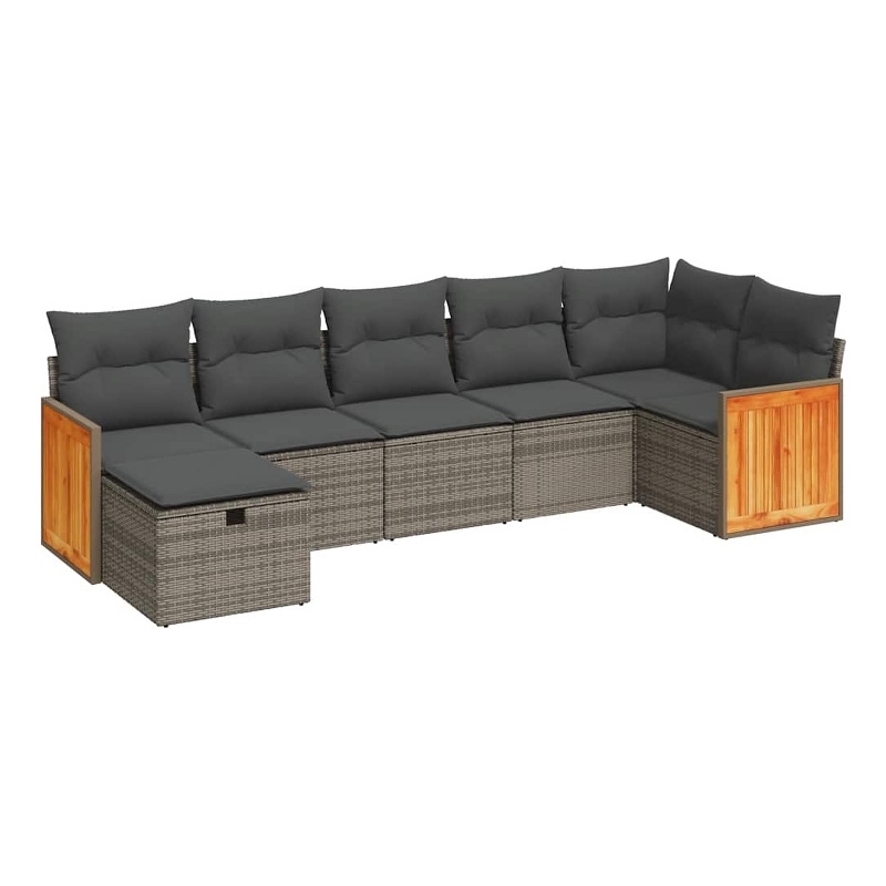 vidaXL 7 Piece Solid Acacia Wood Sofa Set in Gray