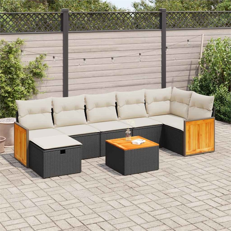 vidaXL 8 Piece Poly Rattan Large Sofa Set in Black