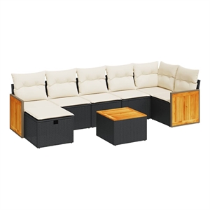 vidaXL 8 Piece Poly Rattan Large Sofa Set in Black