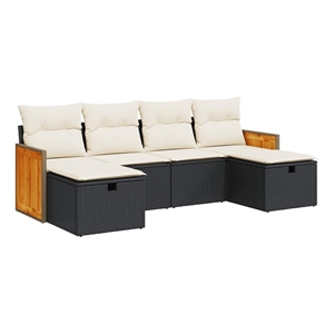 vidaXL 6 Piece Poly Rattan Sofa Set in Black