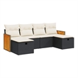 vidaXL 6 Piece Poly Rattan Sofa Set in Black