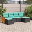 vidaXL 6 Piece Poly Rattan Sofa Set in Black/Blue