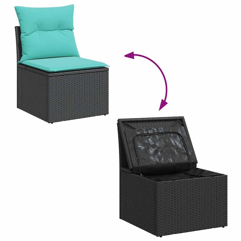 vidaXL 6 Piece Poly Rattan Sofa Set in Black/Blue