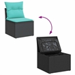 vidaXL 6 Piece Poly Rattan Sofa Set in Black/Blue