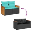 vidaXL 6 Piece Poly Rattan Sofa Set in Black/Blue