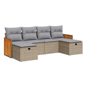 vidaXL 6 Piece Poly Rattan Small Sofa Set in Beige