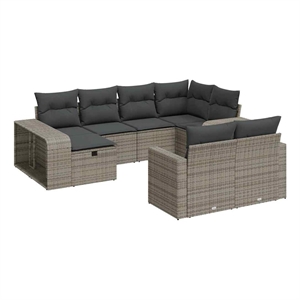 vidaXL 10 Piece Steel Small Sofa Set in Gray