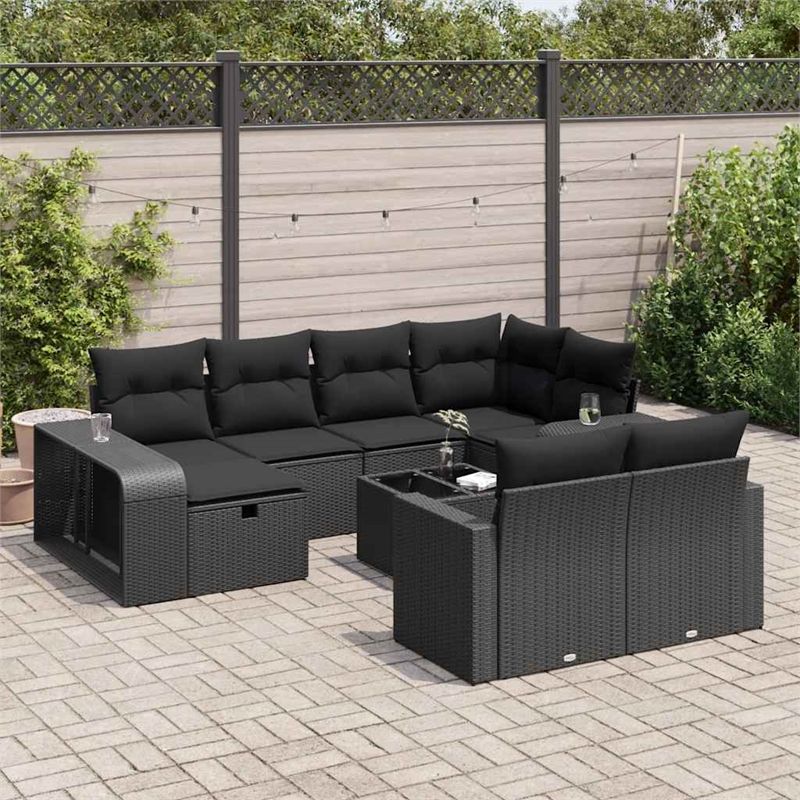 vidaXL 11 Piece Steel Sofa Set in Black