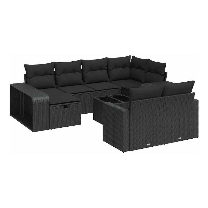 vidaXL 11 Piece Steel Sofa Set in Black