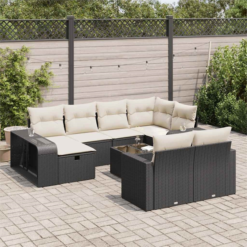 vidaXL 11 Piece Sofa Set in Black/White/Cream