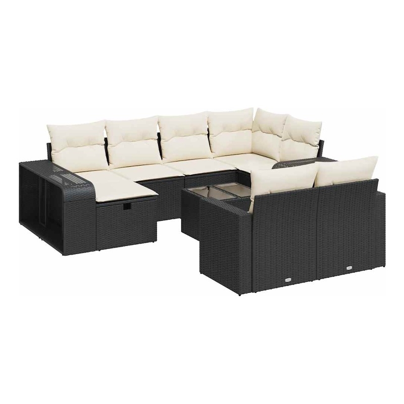 vidaXL 11 Piece Sofa Set in Black/White/Cream