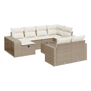 vidaXL 11 Piece Poly Rattan Sofa Set in Cream/Beige