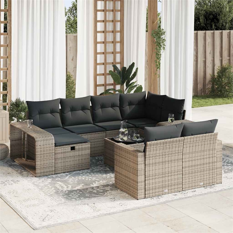 vidaXL 11 Piece Poly Rattan Sofa Set in Gray