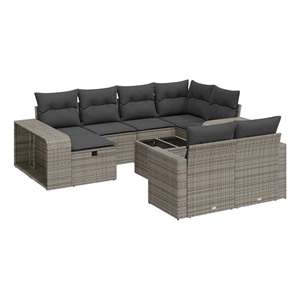 vidaXL 11 Piece Poly Rattan Sofa Set in Gray