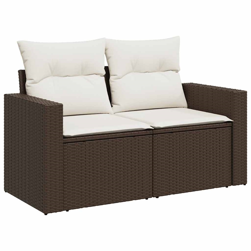 vidaXL 11 Piece Sofa Set in White/Brown/Cream