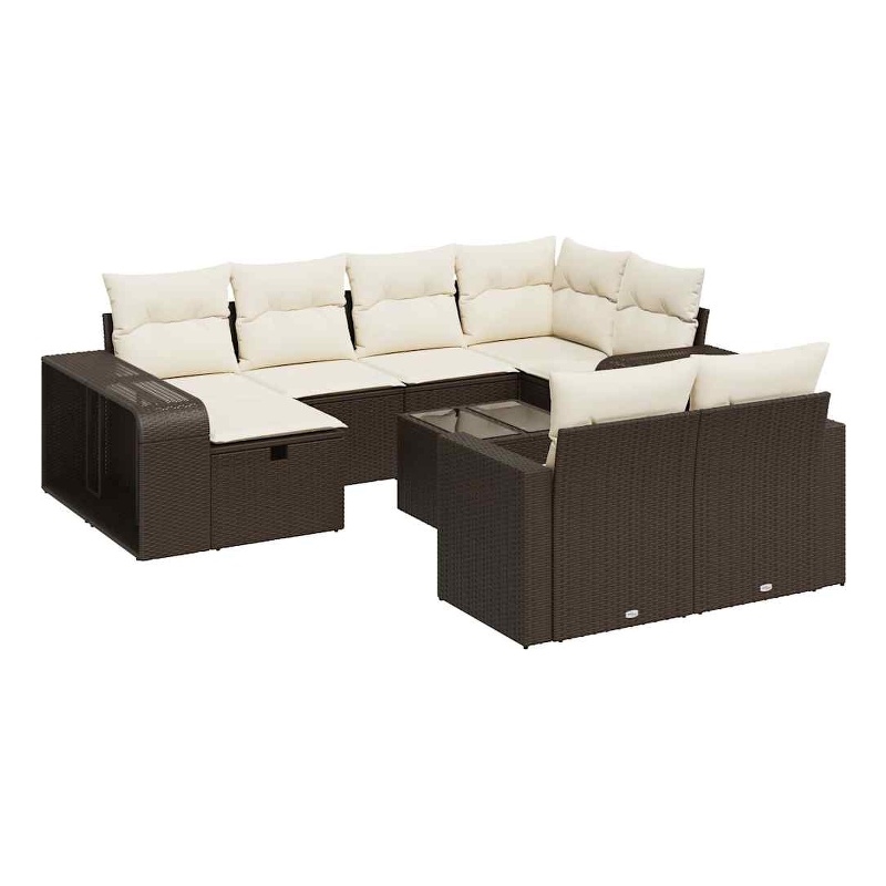 vidaXL 11 Piece Sofa Set in White/Brown/Cream