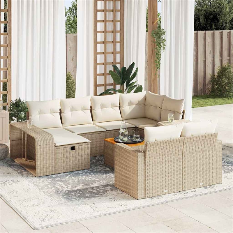 vidaXL 11 Piece Steel Sofa Set in Beige