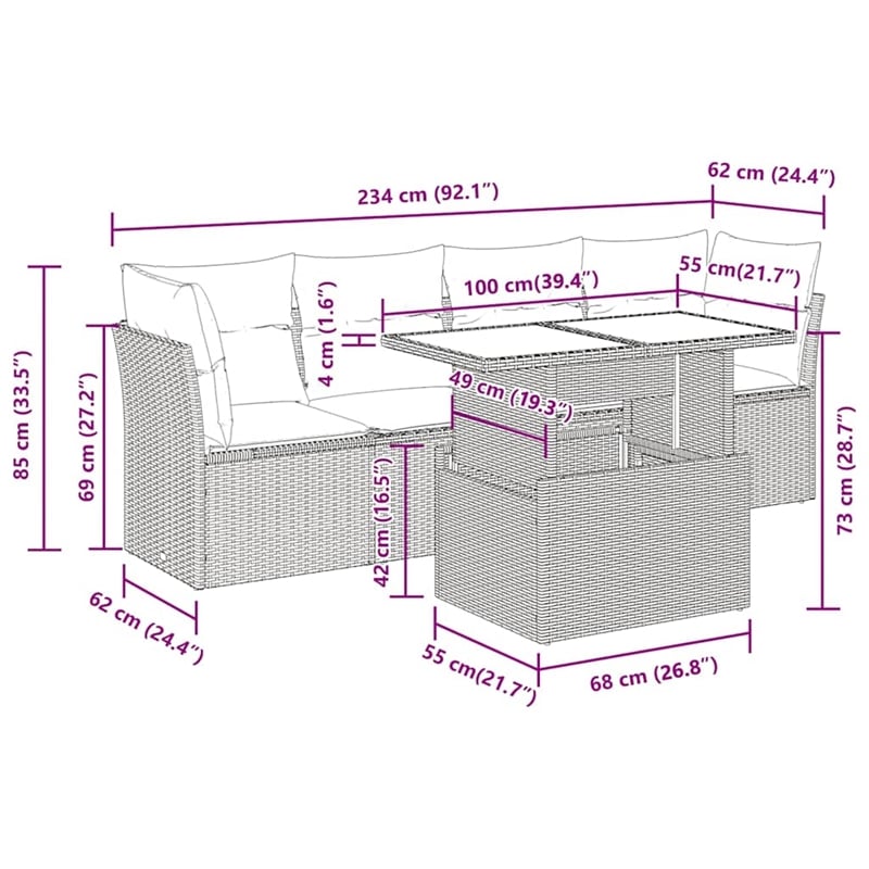 vidaXL Steel Sofa Set in Gray