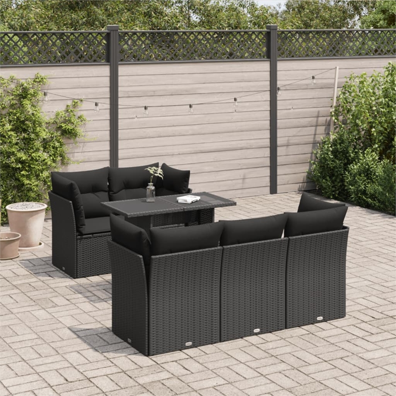 vidaXL 6 Piece Steel Sofa Set in Black