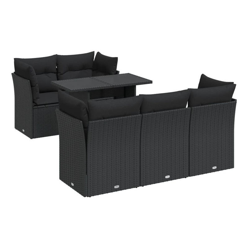 vidaXL 6 Piece Steel Sofa Set in Black