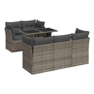vidaXL 6 Piece Poly Rattan Sofa Set in Gray