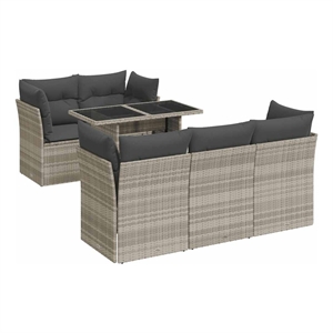 vidaXL 6 Piece Poly Rattan Sofa Set in Gray