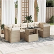vidaXL 8 Piece Poly Rattan Standard Sofa Set in Beige