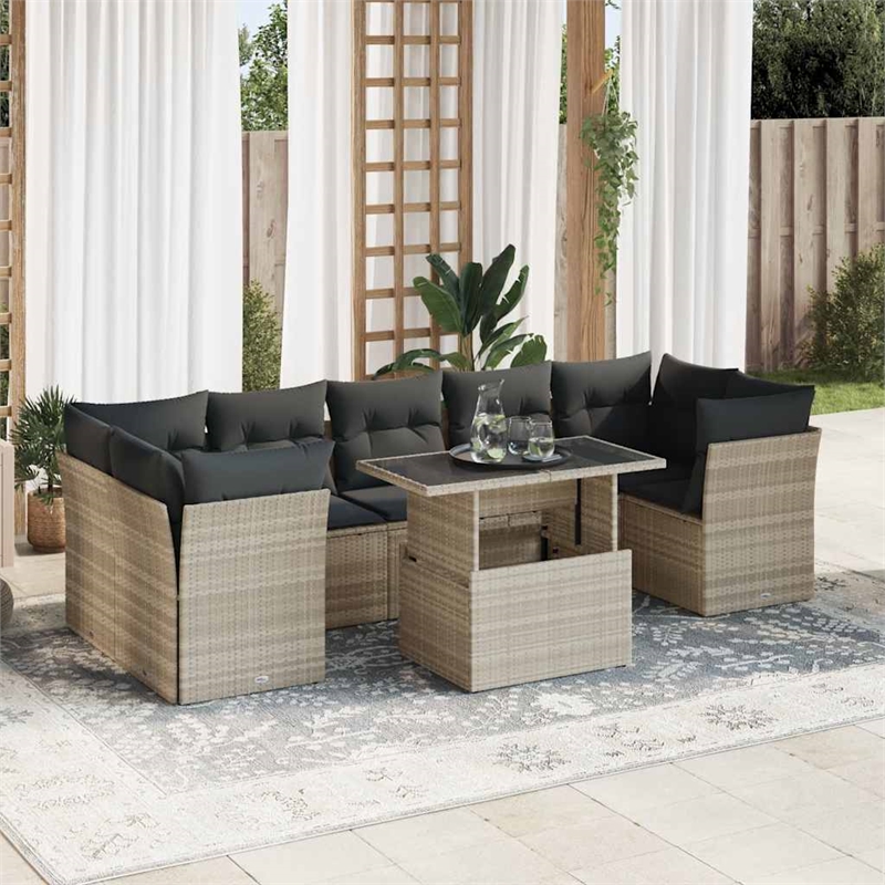 vidaXL 8 Piece Poly Rattan Sofa Set in Gray