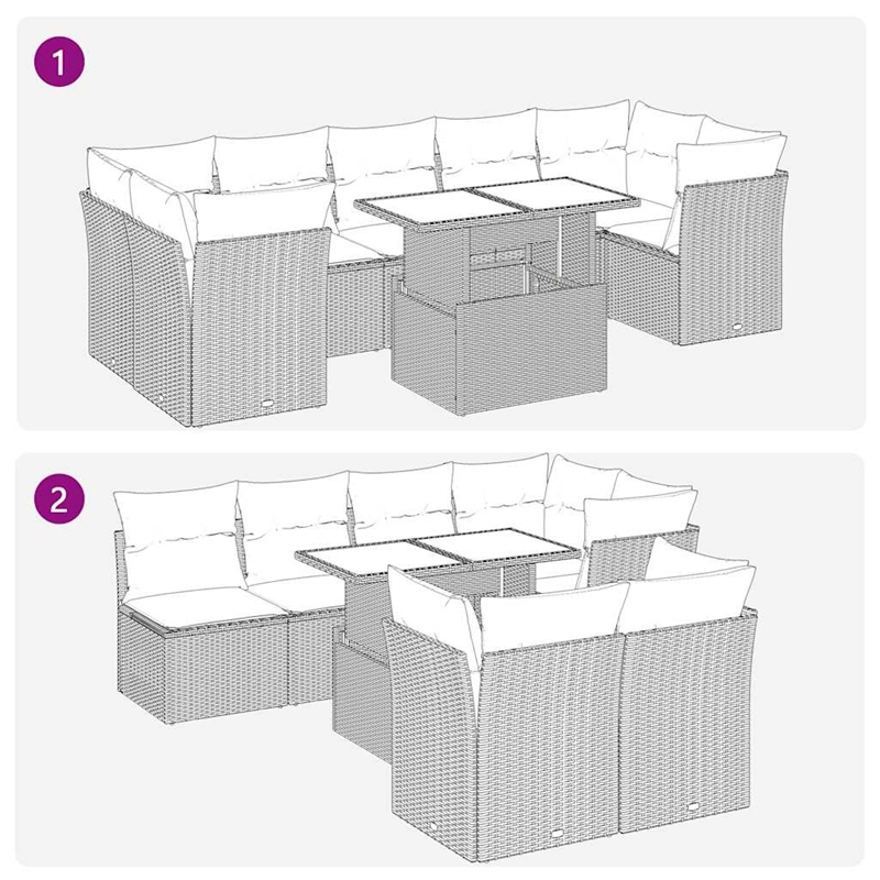 vidaXL 8 Piece Poly Rattan Sofa Set in Gray