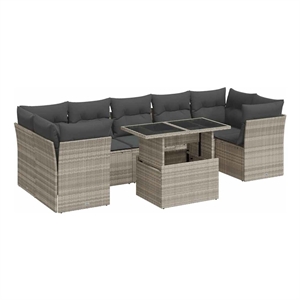 vidaXL 8 Piece Poly Rattan Sofa Set in Gray