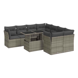 vidaXL 9 Piece Poly Rattan Sofa Set in Gray