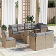vidaXL 9 Piece Poly Rattan Sofa Set in Gray/Beige