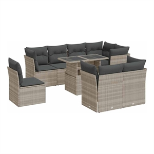 vidaXL 9 Piece Poly Rattan Sofa Set in Gray