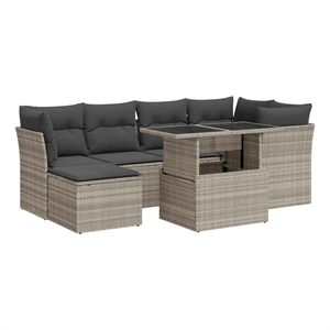 vidaXL 7 Piece Poly Rattan Sofa Set in Gray