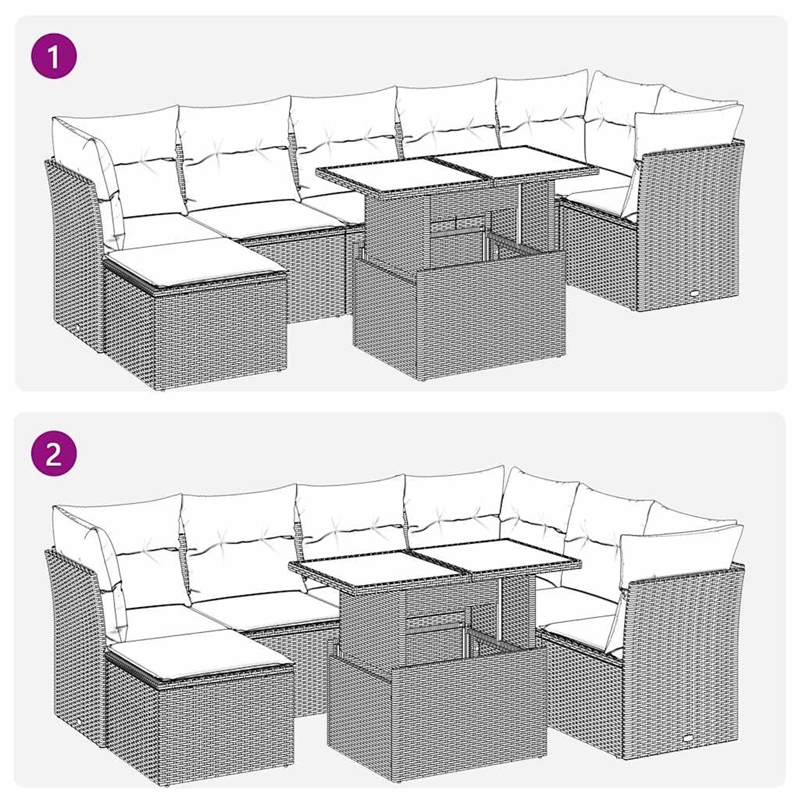 vidaXL 8 Piece Steel Sofa Set in Gray/Beige