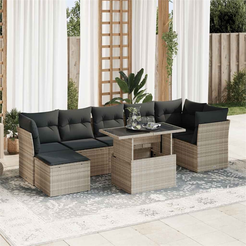 vidaXL 8 Piece Poly Rattan Sofa Set in Gray