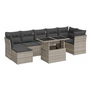 vidaXL 8 Piece Poly Rattan Sofa Set in Gray
